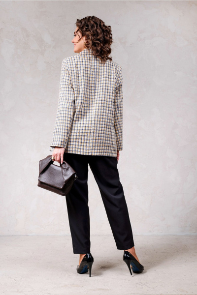 Жакет Erika 1658-2 горчично-серо/белый - фото 2