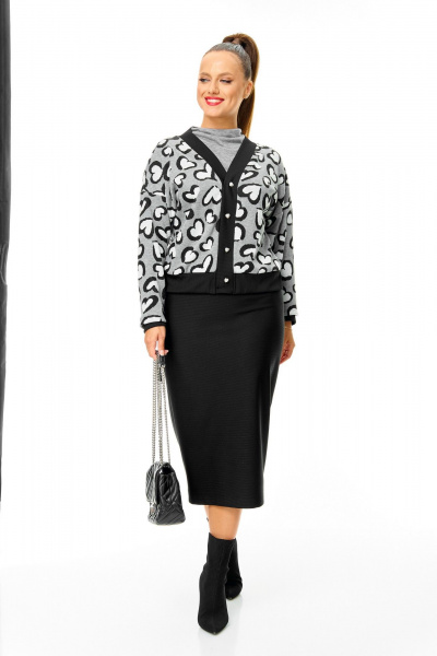 Кардиган, юбка T&N 7698 сердце_черный - фото 4