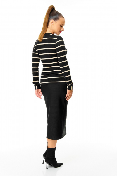 Джемпер, юбка T&N 7700 полоска_черный - фото 6