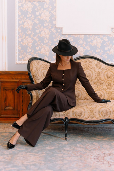 Брюки, жакет Marshop М206 шоколадный - фото 12