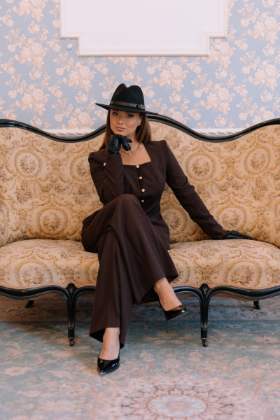 Брюки, жакет Marshop М206 шоколадный - фото 10