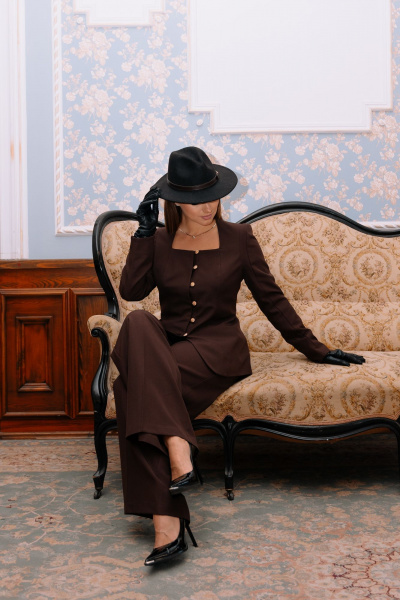 Брюки, жакет Marshop М206 шоколадный - фото 3