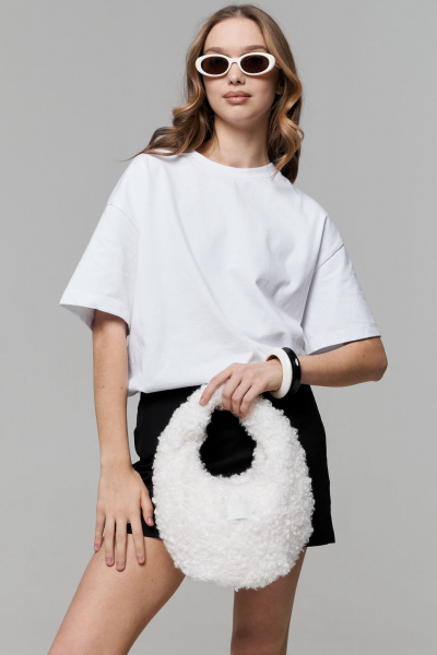 Стильная сумка из искусственного меха с уплотнением дна Polisto Fabi белый - фото 1