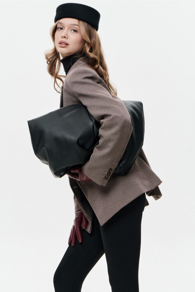 Зеленая кожзаменная сумка на плечо с карманами Polisto Mirai L черный - фото 2