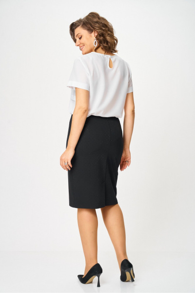 Синяя юбка-карандаш с стразами из текстиля Nika.PL 0504201 кристалл - фото 3