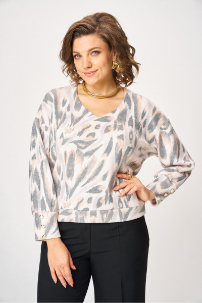 Брюки классические женские из текстиля с посадкой на резинке Nika.PL 0201526 мультиколор - фото 1