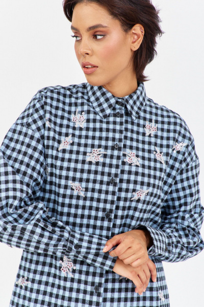 Рубашка FLAIM 2043 черно-голубой - фото 7