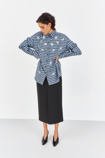 Рубашка FLAIM 2043 черно-голубой - фото 5