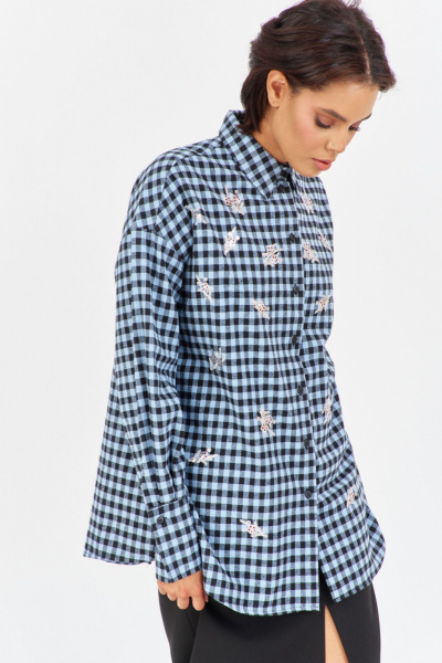 Рубашка FLAIM 2043 черно-голубой - фото 4