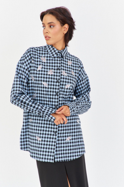 Рубашка FLAIM 2043 черно-голубой - фото 3