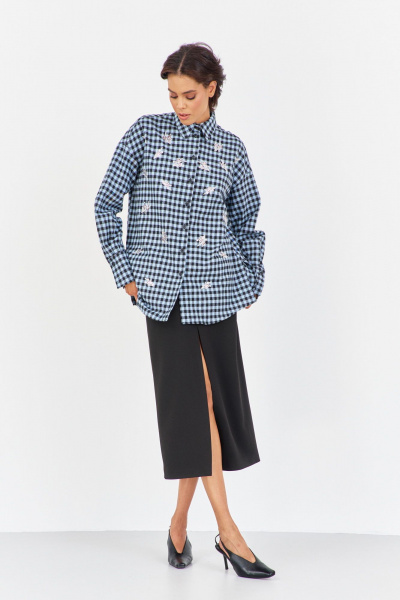 Рубашка FLAIM 2043 черно-голубой - фото 2