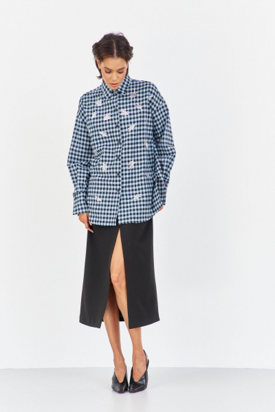 Рубашка FLAIM 2043 черно-голубой - фото 1