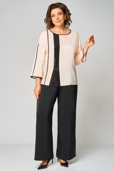 Брюки, туника Мишель стиль 1327 кремово-черный - фото 9