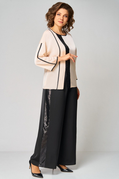 Брюки, туника Мишель стиль 1327 кремово-черный - фото 2