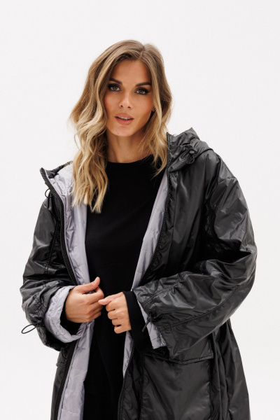 Пальто EOLA 2775 черный/серый - фото 7