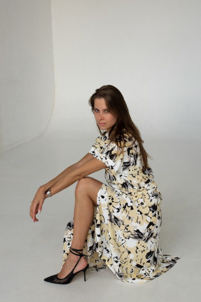 Летнее платье из вискозы мультиколор для повседневной Motif 1545 - фото 3