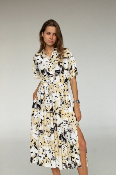 Летнее платье из вискозы мультиколор для повседневной Motif 1545 - фото 2