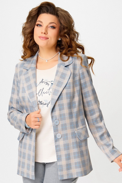 Жакет Fita 20582 серо-бежевый - фото 5