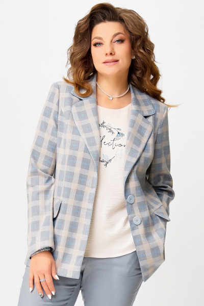 Жакет Fita 20582 серо-бежевый - фото 4