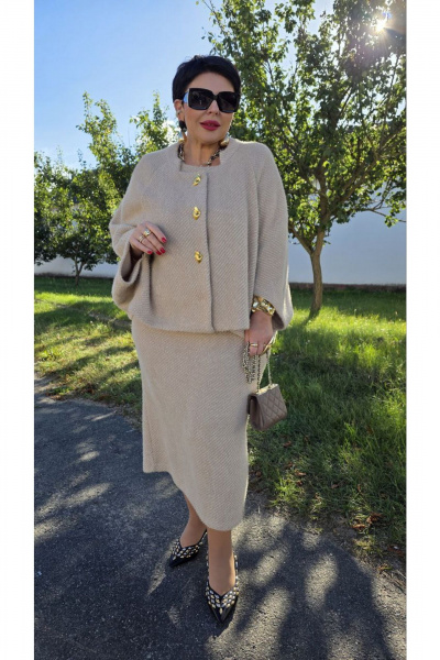 Жакет, платье Vittoria Queen 25883/2 темно-бежевый - фото 12