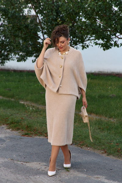 Жакет, платье Vittoria Queen 25883/2 темно-бежевый - фото 6