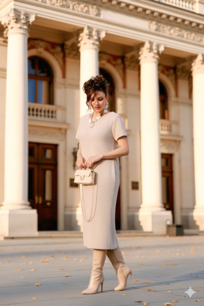 Жакет, платье Vittoria Queen 25883/2 темно-бежевый - фото 2