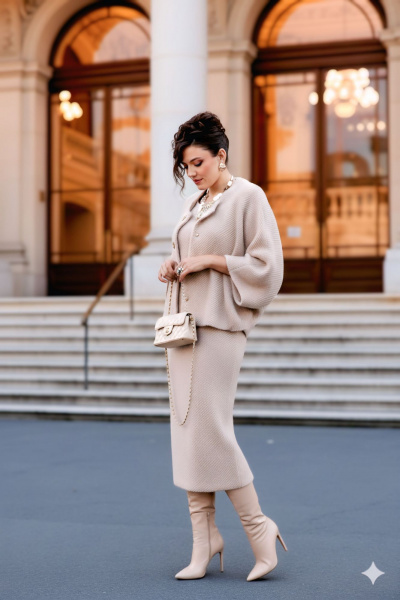 Жакет, платье Vittoria Queen 25883/2 темно-бежевый - фото 3
