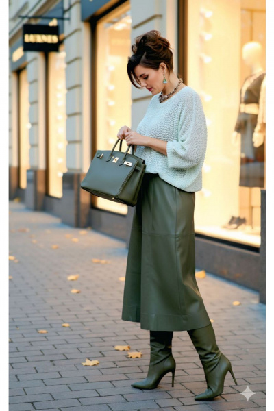 Блуза, юбка Vittoria Queen 25933 молочно-салатовый_хаки - фото 7