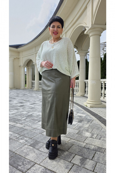 Блуза, юбка Vittoria Queen 25933 молочно-салатовый_хаки - фото 8