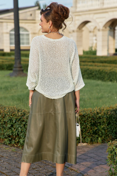 Блуза, юбка Vittoria Queen 25933 молочно-салатовый_хаки - фото 4