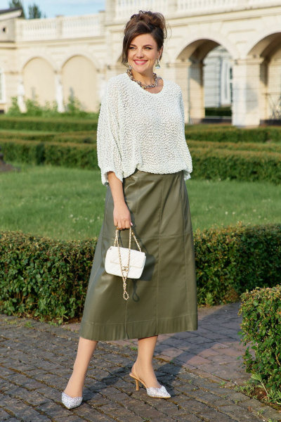 Блуза, юбка Vittoria Queen 25933 молочно-салатовый_хаки - фото 2