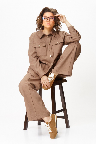 Брюки, рубашка AVA fashion М-156 капучино - фото 12