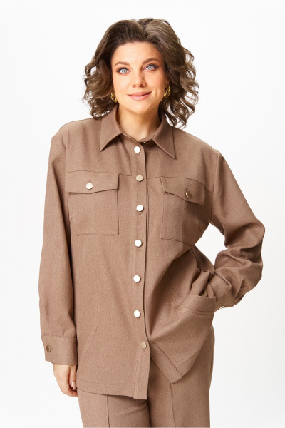 Брюки, рубашка AVA fashion М-156 капучино - фото 9