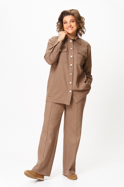 Брюки, рубашка AVA fashion М-156 капучино - фото 5