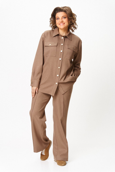 Брюки, рубашка AVA fashion М-156 капучино - фото 4