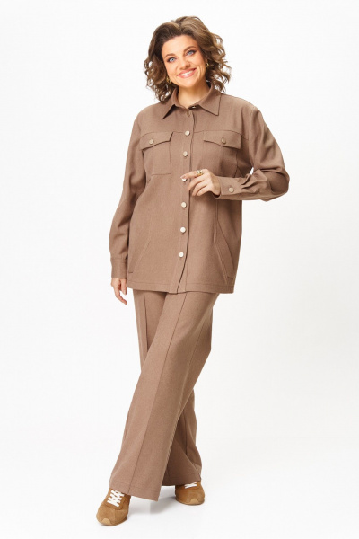 Брюки, рубашка AVA fashion М-156 капучино - фото 3