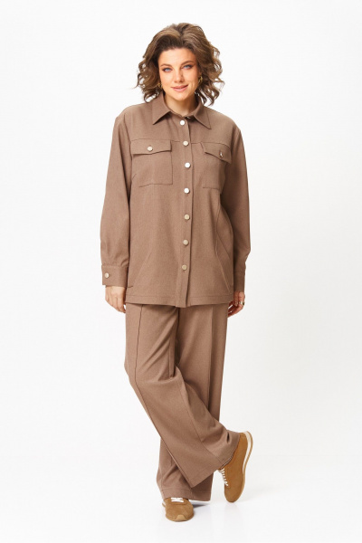 Брюки, рубашка AVA fashion М-156 капучино - фото 1