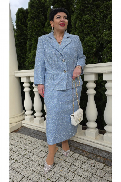 Жакет, юбка Vittoria Queen 26723 серебристо-голубой - фото 5