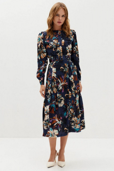 Платье C. of PAPAYA NEW 1736 синий_цветы - фото 1