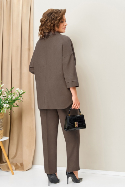 Блуза, брюки, жакет VOLNA 1406 кофейно-коричневый - фото 5