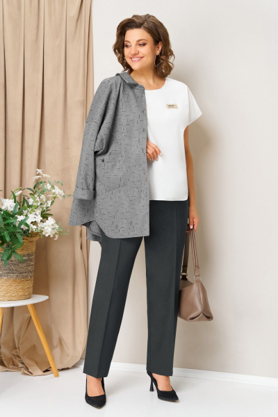 Блуза, брюки, жакет VOLNA 1438 серый_графит - фото 3