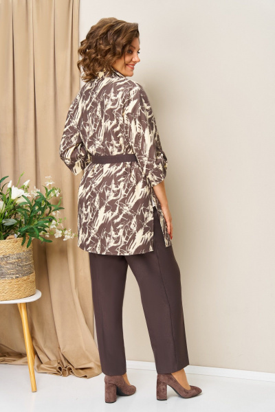 Блуза, брюки, топ VOLNA 1446 шоколадно-бежевый - фото 7