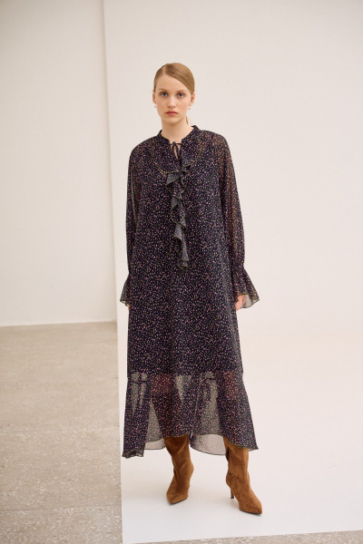 Платье Lokka 1681Т черный/принт_цветы - фото 1