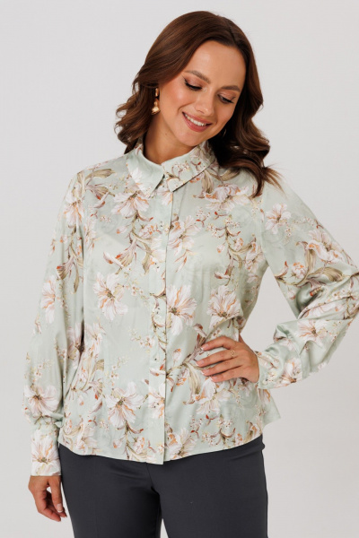 Блуза, брюки, жилет Mubliz 286 графит_олива_цветы - фото 14