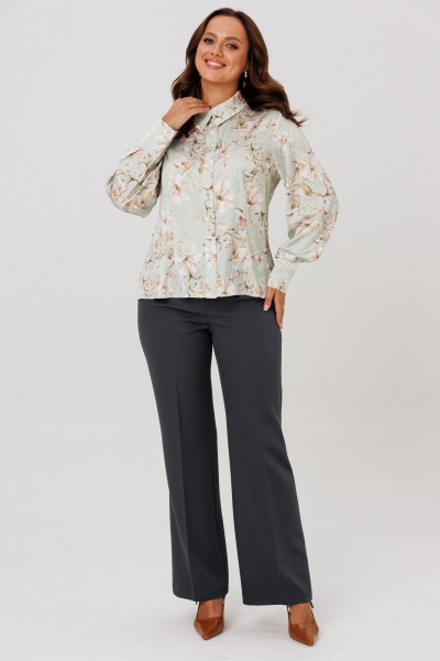 Блуза, брюки, жилет Mubliz 286 графит_олива_цветы - фото 13