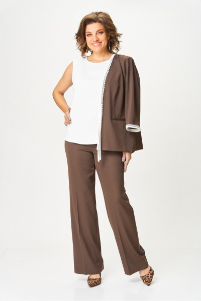 Блуза, брюки, жакет Vilena 1113 шоколад - фото 12