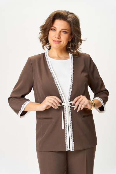 Блуза, брюки, жакет Vilena 1113 шоколад - фото 11