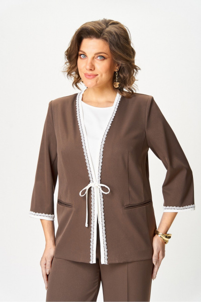 Блуза, брюки, жакет Vilena 1113 шоколад - фото 9