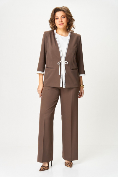 Блуза, брюки, жакет Vilena 1113 шоколад - фото 8