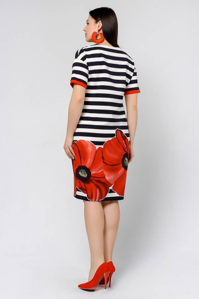 Платье La rouge 51141 красный-(цветы) - фото 3